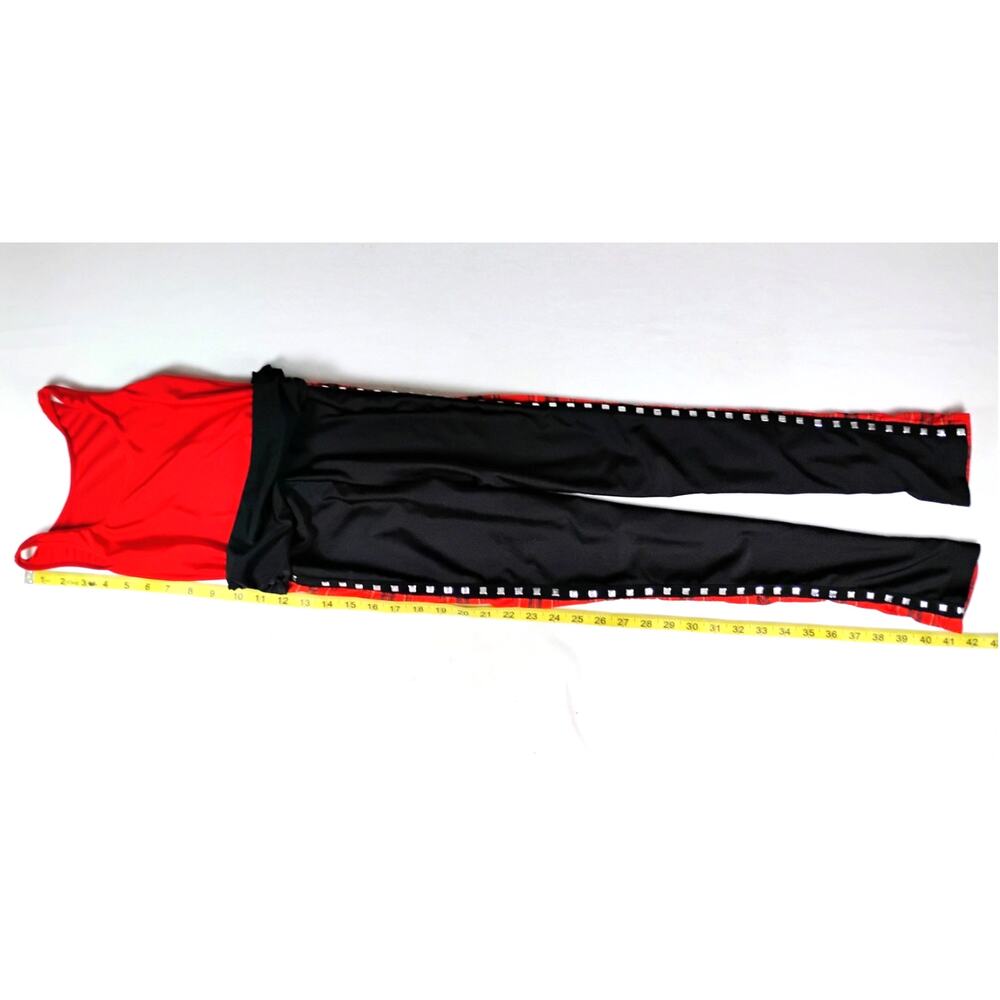 Revolution Girls Dance Costume Plaid Metal Studs Jumpsuit Size MC Emo - Picture 4 of 10